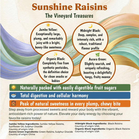 Sunshine Raisins (Jumbo Yellow/Green/Normal Black/Organic Black)