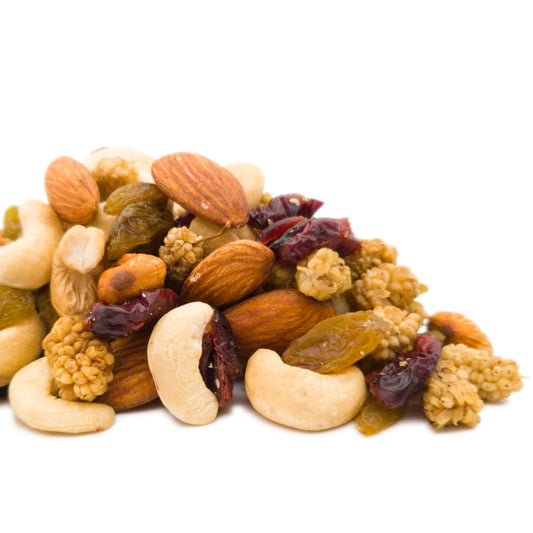 Berry Nutty Medley (Baked cashews, almonds, mulberries, raisins, cranberries)