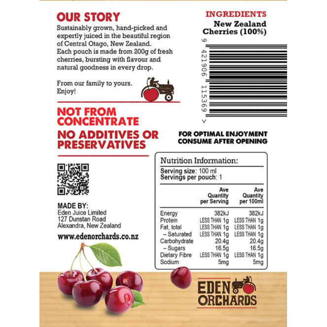 Eden Orchards 100% Cherry Juice