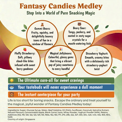 Fantasy Candies Medley (Gummi, Beary, Fluffy, Jellybeans, Yoghurt Candies)