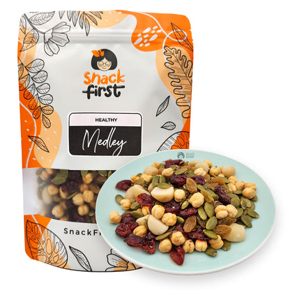 Healthy Medley (Macadamias, Pumpkin Seeds, Chickpeas, Cranberries, Raisins)