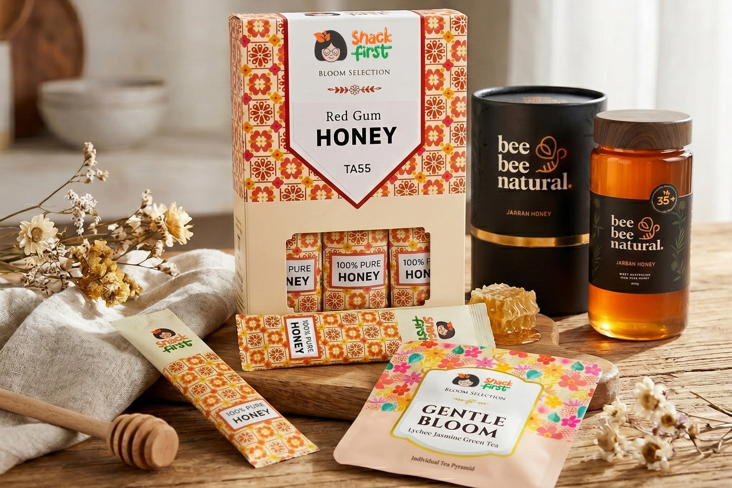 Snacks with Tea and Honey (Golden Glow Gift Sets)