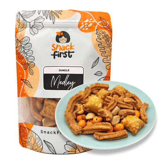 Jungle Medley (Cashew, Peanuts, Macadamias, Peanut Butter Pretzels, Soya Crisps)