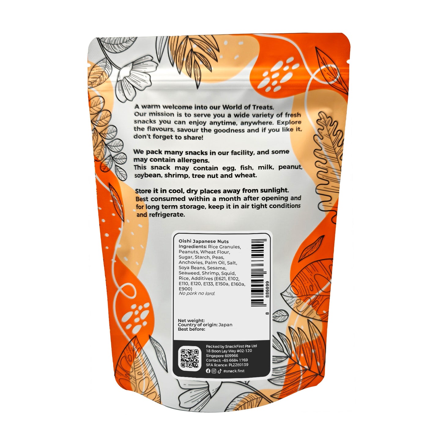 Oishi Japanese Nuts Medley (Coated Peanuts, Anchovies)