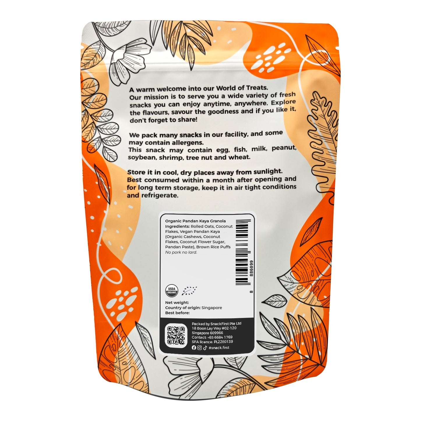 Organic Pandan Kaya Granola (Base/Macadamia)