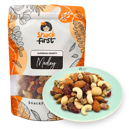 Supreme Hearty Medley (Almonds, Cashew, Walnuts, Cranberries, Macadamias, Pistachio Kernels)