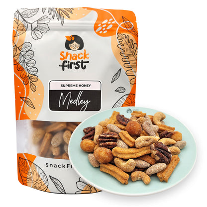 Supreme Honey Medley (Soya Crisps, Almonds, Cashew, Pecans, Macadamias)