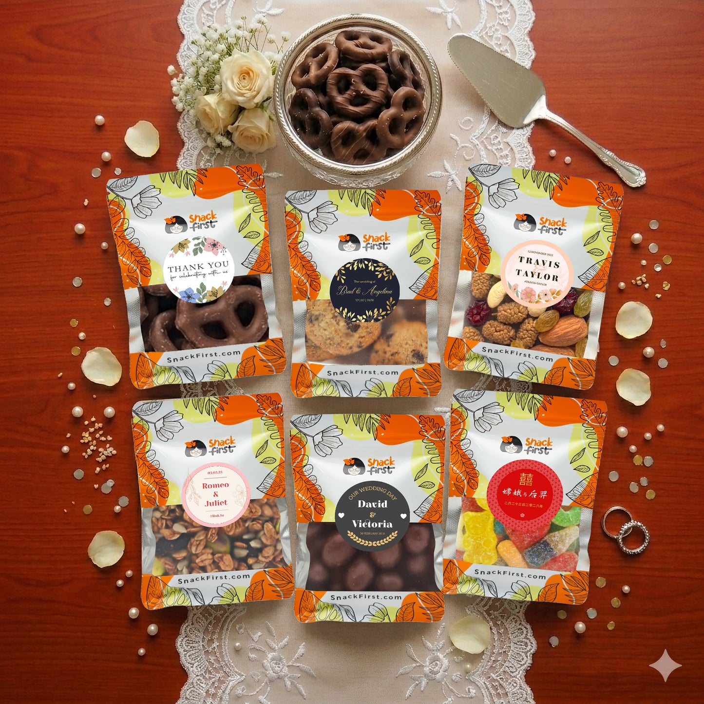 Wedding Favours Snack Party Packs & Honey Bitsie Jars