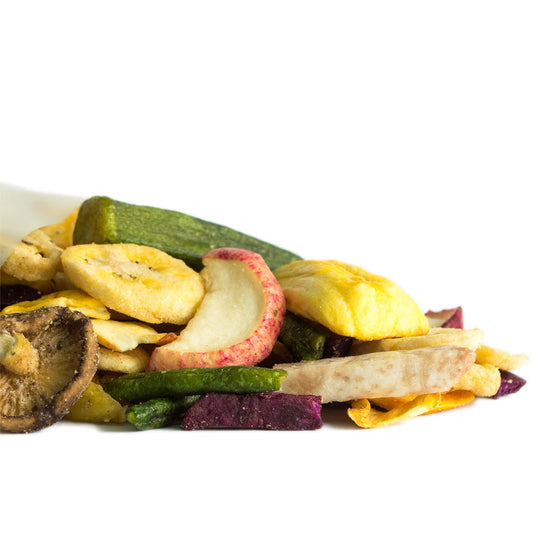 Fruity Veggie Medley (Apples, bananas, jackfruits, yam and sweet potato fries, long beans, mushrooms, lady's fingers)